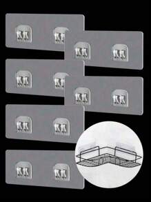 8 个双爪透明粘合挂钩，强力粘合，无损，无需钻孔，适用于浴室、厨房架子的壁挂夹 - 8pcs - 查看 10