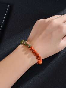 1pc/Fertility Bracelet - Healthy Pregnancy Bracelet 8mm Moonstone Healing Stone Beaded Jewelry Gift 1pc Fertility Bracelet - Healthy Pregnancy Bracelet Sun Stone Powder Crystal Beaded Bracelet Female Mother-To-Be Jewelry Gift - Multicolor - View 2