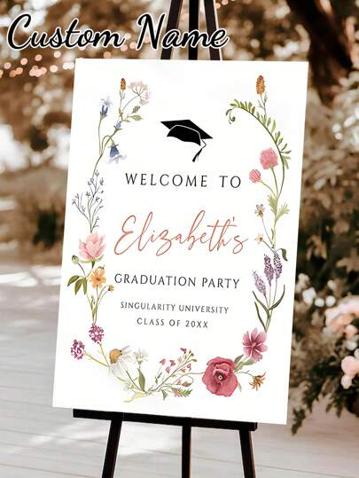 1 قطعة - ملصق تخرج مخصص، قالب لافتة ترحيب حفلة التخرج، ملصق ترحيب التخرج، ملصق قماشي بدون إطار باسم مخصص، لافتة ترحيب التخرج بزهور البرية، ملصق ديكور جداري تذكاري، ترحيب التخرج الحديث والبسيط، ملصق مطبوع على قماش فني مخصص، هدية تخرج فريدة مثالية، ملصقات مخصصة، تجديد المنزل، المنزل والمعيشة، زين منزلك، تذكارات