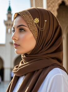 1 Peça Elegante Alfinete de Hijab, Broches de Flores da Moda com Correntes, Acessórios Estilosos de Lenço Muçulmano, Broche de Hijab
