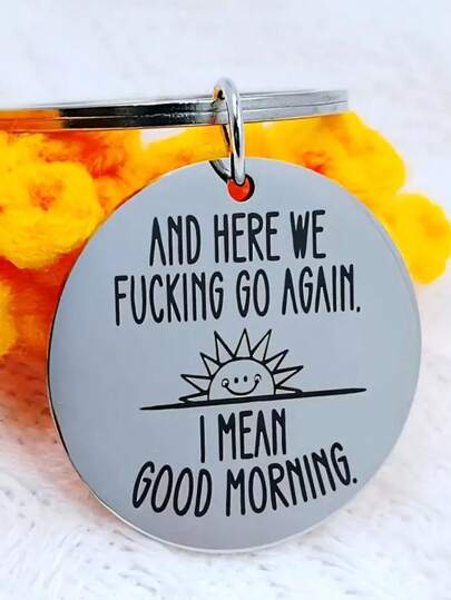 1pc Engraved Sunrise Design Stainless Steel Keychain, Accessory, Suitable For Colleagues, Friends And Classmates Car Accessories Bag Charm Backpack For School Cute Goth Y2k Halloween Accessories Teachers Day Christmas Gift Ideas Bag Accessories Lanyards With Id Holder Car Accessories Bag Charms