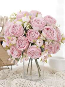 1/2pcs Artificial Rose Bouquet - Premium Real Touch Roses For Wedding/Valentine's Day, DIY Bridal Bouquet & Home Decor, Romantic Centerpiece For Party/Mother's Day Gift (Deep Red/Blush Pink)