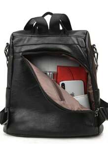 Vintage Soft Leather Anti-Theft Backpack High Capacity Kangaroo Shoulder Bag - 紅色 - 查看 6