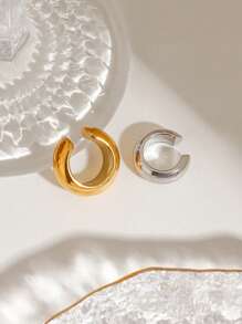 Uworld 1對極簡主義c形無洞穿18k鍍金不鏽鋼耳環,假鼻環兼具女士的日常佩戴 - 金黃色 - 查看 8