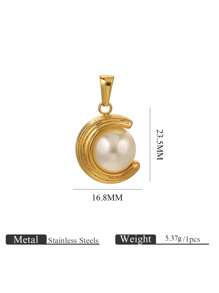 1PC Stainless Steel Fashion Casting Can Rotate Faux Pearl Pendant Gold Plated DIY Necklace Pendant Accessories Fashion Accessories