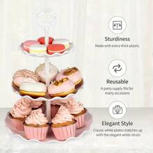 10 Pcs Cake Stand White Plastic Dessert Table Stand Set 4 Pcs 3 Tired Cupcake Display Stands Cookie Tray Rack Serving Tray Cake Display Tower And 6 Pcs Dessert Trays For Wedding Baby Shower Tea Party