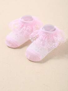 6 Pairs Of Short Socks For Baby Girls With Lace Skirt-Like Hems, Which Are Cool And Suitable For Summer. They Are Cute And Fashionable Socks For Baby Girls To Wear In Summer. - Nhiều màu - Xem 2
