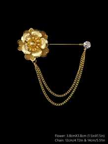1 Peça Elegante Alfinete de Hijab, Broches de Flores da Moda com Correntes, Acessórios Estilosos de Lenço Muçulmano, Broche de Hijab