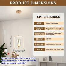 1 st. Moderne LED hanglamp, semi-inbouw gepolijste metalen hanglamp met acryl lampenkap, dimbaar 3-kleuren, inclusief installatiehardware, geschikt voor woonkamer, eetkamer, slaapkamer, gang - vast bedraad, 110V-240V zonder schakelaar of afstandsbediening
