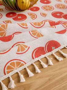 1pc Linen Texture Digital Fruit Print Tablecloth, Versatile For All Seasons - Colorful Fruits - View 7