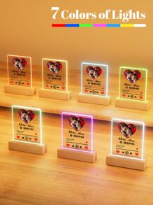 1pc Custom LED Night Light, Custom LED Music Plaque, Personalized Led Lamp With Picture And Wooden Base, Personalized Song Acrylic Plaque, Custom Picture Song Lamp, Music Photo Plaque Gift, Light Up Music Plaque, Valentines Gift, Couple Gift, First Wedding Anniversary Gift, Housewarming Gifts, Gift For Boyfriend/ Her/ Wife/ Husband Christmas Gift - Xiao Fang 1p + Love Music 5 - View 4