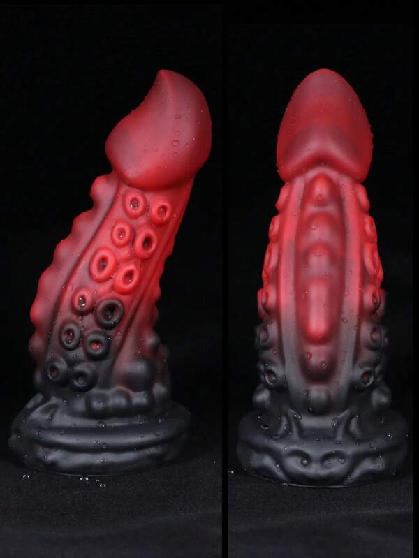 Dildo de silicona realista con tentáculos de monstruo marino de color rojizo-negro de 19,5 cm, juguete sexual para masaje anal, expansión anal, juegos de pareja, masturbación y placer sexual para mujeres y hombres, fácil de limpiar con base de ventosa.