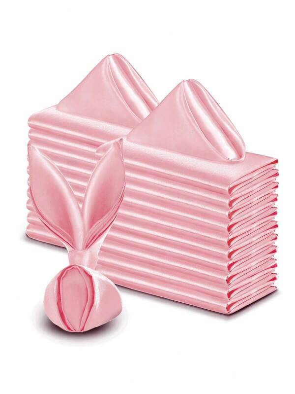 16 peças/8 peças/4 peças/guardanapos de cetim rosa - guardanapos de pano 30x30 cm, conjunto de guardanapos quadrados de tecido de cetim - macios e reutilizáveis para banquetes de casamento, dia das mães, dia dos namorados, cerimônia de formatura, almoço, banquete, decoração de restaurante