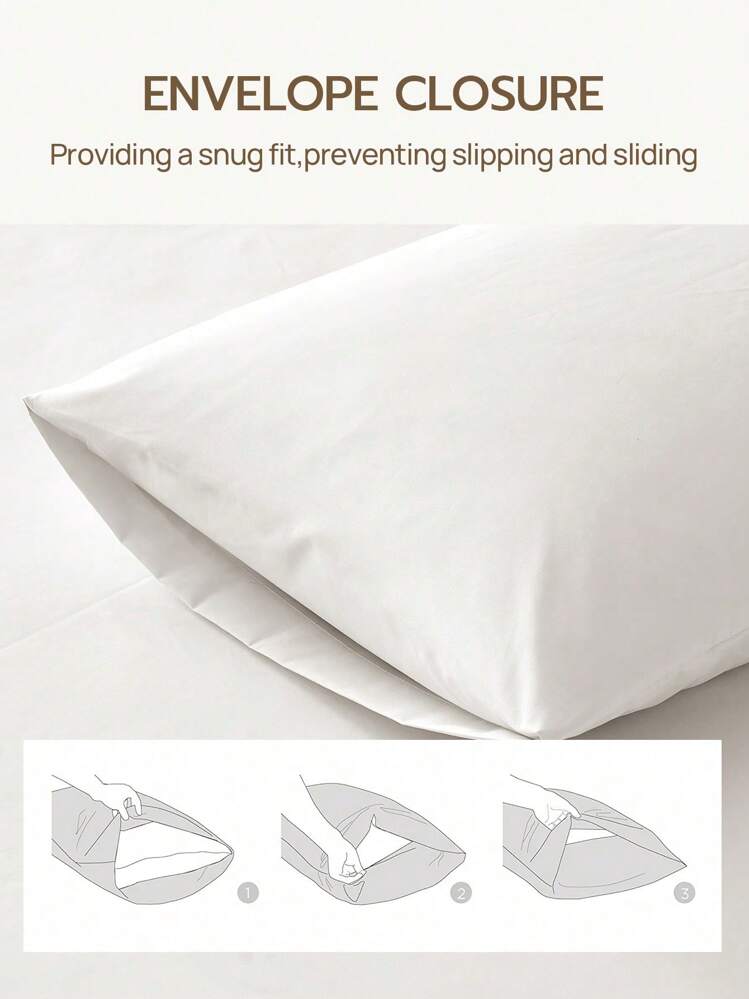 1pc Solid Color Pillowcase, Without Pillow Insert, Soft, Wrinkle-Resistant, Fade-Resistant, Breathable, No Filling, Machine Washable, Oeko-Tex Certified - White - View 6