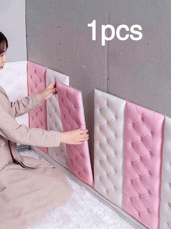 1pc 3D Embossed Foam Wallpaper With Imitation Leather Grain, Soft And Textured, Self-Adhesive Foam Wall Sticker, Reusable And Cuttable, Bedroom Decorative Background, Soundproof And Thickened Wall Covering, Bedside Soft Package, Waterproof Home Decor Wallpapers Wall Paper Bathroom Kitchen Wall Stickers Wall Decor