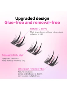 36 Cụm mi giả dán sẵn, C Curl, Nhọn, Mi Manga, Mi không cần keo, Dễ sử dụng, Không cần keo, Cụm mi riêng lẻ 12mm, Có thể tái sử dụng, Mi giả, Bộ nối mi tự dính, Mi giả lâu trôi, Quà tặng mi giả tự làm cho phụ nữ và trẻ em gái, Dụng cụ trang điểm - C - Xem 3