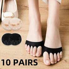 10pcs/5pcs/3pcs/1pc Women High Heel Toe Pads, Comfortable Foot Care Half Insoles, Anti-Slip Toe Cap, Arch Support Pads, Decompression Anti-Slip Toe Socks, Spring/Summer Open Toe Socks