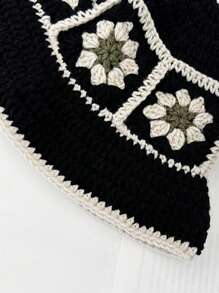 1pc Women's Handmade Crochet Bucket Hat, Colorful Handknitted Beanie Suitable For Casual Bohemian Street Wear - Multicolor - View 5