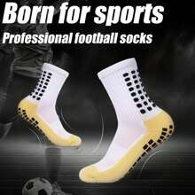 1/2/4/6/10 Pairs Men's Cushioned Compression Mid-Calf Soccer Socks, Anti-Slip For Training & Matches