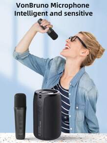 ZEALOT S32 便携式无线麦克风音箱，10W 户外超重低音 IPX5 防水无线音箱，1800mAh 电池，8 小时高品质立体声，兼容 SD 卡/USB/AUX/支持串口连接，可连接智能手机/平板电脑/电脑/电视，适合户外/家庭使用 - 黑色(附兩支無線麥克風) - 查看 8