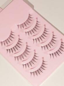 5 Pairs Full Strip Style False Eyelashes - Natural Curl, Thick, Long, Soft, Crossed, Winged, Black Band But Not Scratchy, Charming Cartoonish Looking, Reusable, Suitable For Daily Life, European And American Style, Portable, Easy To Apply