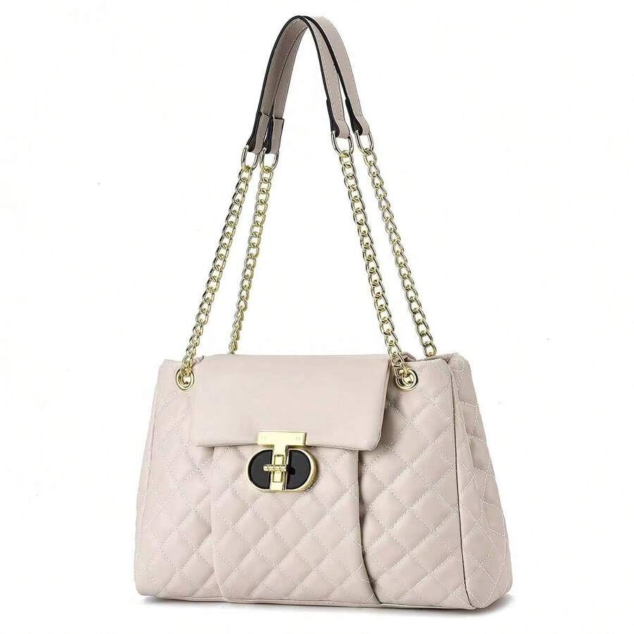 Fashionable Chain Strap Bag, Underarm Bag, Shoulder Bag With Metal Chain Flap, Minimalist
