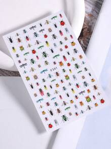 2片迷你自然昆虫美甲贴纸，3D可爱昆虫美甲贴花蜜蜂DIY设计，3D自粘美甲贴纸，美甲装饰，春夏美甲用品 - 彩色 - 查看 8