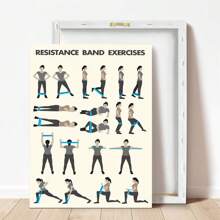1pc, Canvas Hanging Painting, Framed Canvas Painting And Poster, Wall Art, Ready To Hang, Resistance Band Workout Poster - Canvas Wall Art Print For Home Gym Decor, Workout Chart For Indoor Fitness Training, Printed Art Poster For Living Room, Bedroom, Home Office Decor - Sports Theme, Art Decor Modern Vintage Style, Spring Decor Gifts Birthday Graduation