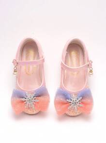 女童蓝色皮鞋新款花童鞋，婴儿乐福鞋，春秋童鞋，冰雪公主鞋 - 粉色 - 查看 4