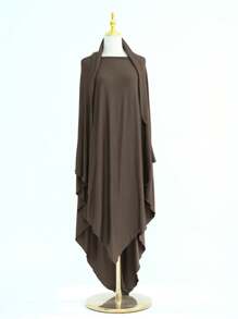 1pc Plain Jersey Oversize Tie Shawl, Convenient Hijab For Women, For Daily Wear With Abaya For Dress - Multicolor - View 14
