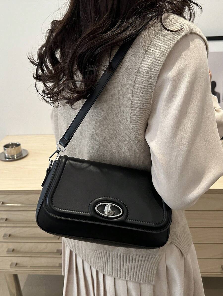 Elegant And Fashionable Shoulder Bag For Gift Giving, Leisure, Versatile Commuting Handbag, Portable Armpit Bag, Versatile And Simple Shoulder Bag, Suitable For Shopping, Wallets, Shopping, Young Women, College Students, Newcomers, White-Collar Workers. They Are Very Suitable For Offices, Universities, Work, Business, Commuting, Outdoor Activities, Travel, And Outings - Black - View 1
