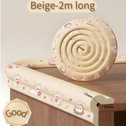 2 Meters Long Beige Baby Anti-Collision Strip, Anti-Collision Corner Cloud-Shaped Foam Elastic Material, Cartoon Design, Free Cutting, Self-Adhesive, Easy To Use After Tearing, Not Easy To Leave Marks Table Corner Protection Anti-Knock Furniture Protective Cover(Install After Cleaning, And Do Not Touch It For 24 Hours After Installation.)
