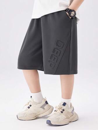  Mjuka och andas ung pojke stickade knälånga shorts, Casual Bekväm Mångsidig Snygg Cool Design, Zosee