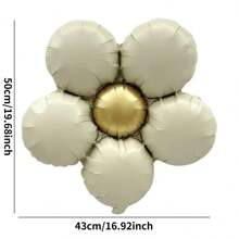 5pcs Matte Finish 5-Petal Flower Shaped Aluminum Foil Balloons, Retro Color Floral Birthday Party Decoration, Christmas - Multicolor - View 4