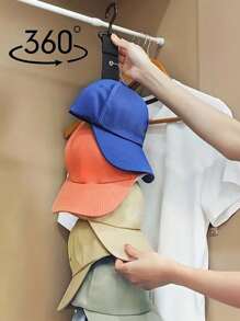 1 /2PCS Hat Key Storage Baseball Cap Storage Organizer With Clips, Eight Clips, Holds 16 Hats Rack, Hat Storage Hook Rack, Practical Home Storage Home Decor - Black - View 2