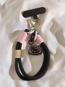 3D KT Cat Rotating Lock Braided Wrist Strap, Suitable For Universal Phone Cases DIY, Phone Accessories, Portable Keychain, Earphone Cartoon Cute Pendant Lanyard For Japanese/Korean/ Girls