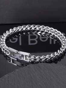 Summer New Stainless Steel Hippo Hiphop Men Curb Chain Bracelet With Fold Clasp, Domineering Design - Chain Bracelet - View 3