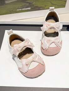 1 Đôi giày bệt da nơ thời trang tối giản thanh lịch cho bé gái, phù hợp cho mùa hè - Hồng - Xem 2