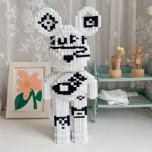 3250pcs Black & White Violent Bear Building Block Set - Creative Model Kit, Unzipped Toys Challenging Assembly, Decorating Crafts - Perfect Gifts For Halloween, Thanksgiving, Mother's Day, Christmas