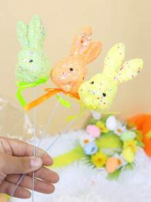 1sert(3pcs) - Rabbit Plug-In Set, Easter Foam Rabbit Plug-In, Suitable For General Easter Decoration And Celebration Activities, Scene Decoration, Theme Party Decoration - Multicolor - View 6
