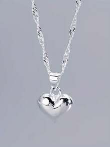 Elegant Silver Heart Pendant Necklace - Vintage Bohemian Style, Silver Plating, Suitable For Everyday Wear And Special Occasions, Gift For Wife, Lover, Mother On Holidays, All-Season Jewelry Accessory - Multicolor - View 9