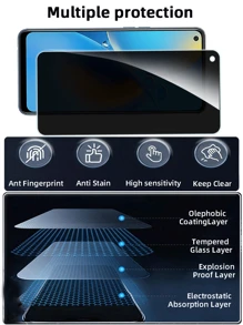 3Pcs Privacy Screen Protector Compatible With OPPO [Anti-Spy Tempered Glass], Ultra HD, Anti-Scratch, Bubble-Free, Easy Install 9H Protective Glass Compatible With Samsung Galaxy Gift For Birthday, Family, Friends Phone Screen Protector, Phone Accessories Waterproof Shockproof Anti-Fall Anti-Fall Anti-Fingerprint Full Cover - Dark Grey - View 8