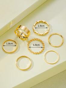 7pcs Fashion Minimalist Ladies Ring Set, Casual For Vacation, Date, Party, Daily Matching (No Box)