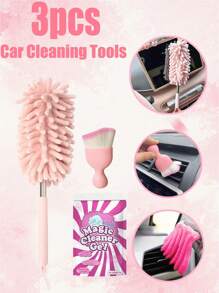 Car Wash Kit,3/4pcs Mini Expandable & Flexible Microfiber Car Duster Brushes - Car Vent Cleaning Gel And Interior Detail Soft Brushes