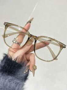 1 件几何镶嵌指甲现代简约风格精致流行设计经典优雅基本休闲女士透明眼镜适合户外旅行回到学校办公室阅读时尚配饰