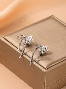 1 para eleganckich kolczyków z kokardką dla kobiet, kolczyki do uszu z klipsem, odpowiednie do codziennego noszenia i jako prezent