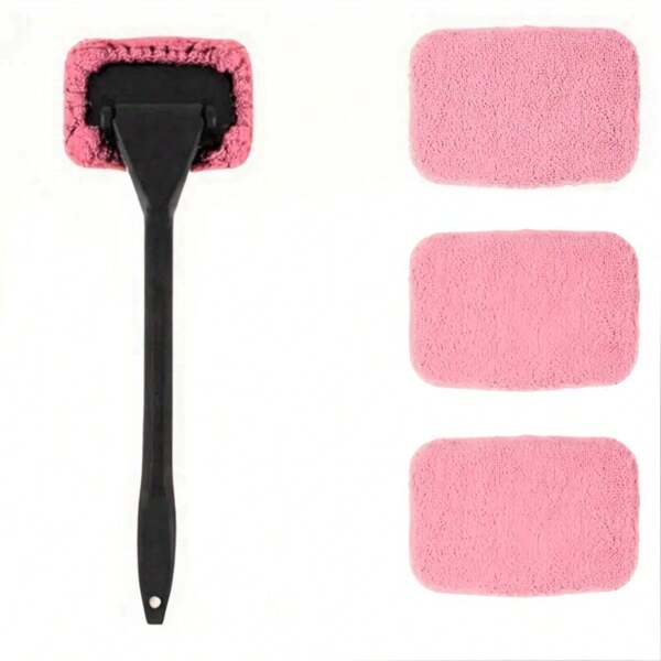 4 Packs Microfiber Car Window Cleaner With Reusable And Washable Pads, Ultra-Fine Fiber Windshield Cleaning Cloth, Textile Item Form, Auto Glass Detailing Kit