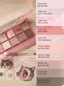 Clio Paleta de sombras de ojos profesional, sombras de ojos 20 suaves y holgadas, maquillaje coreano, mate, brillo, purpurina, perlas falsas, muy pigmentado, de larga duración, K-Beauty, maquillaje coreano - 20 Pata suave y perezosa - Ver 7