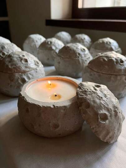 2PCS/Set Moon Storage Box Silicone Mold DIY Creative Space Series Moon Candle Cup Gypsum Molds Home Decoration Pendant Epoxy Resin Mold Handicraft Making Mould