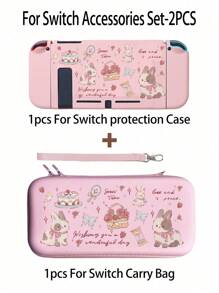 1 件卡通印花适用于 Nitendo Switch 收纳袋握把保护套适用于 NS 游戏机保护套 Lite 便携式旅行黑色防污收纳袋 - 多色 - 查看 3